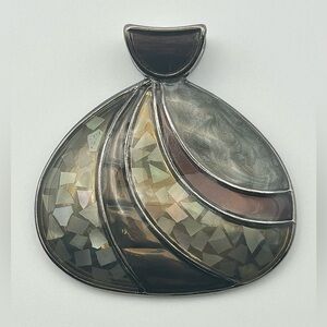Lia Sophia “Seaside” Shell-Shaped Abalone Inlay and Enamel Silver Tone Pendant
